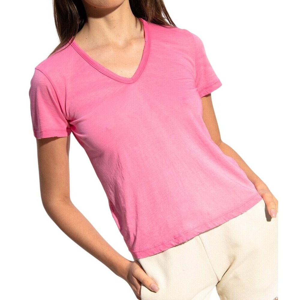 Cotton Citizen Standard V-Neck Tee Women's Supima Cotton PINK Shirt Made in USA